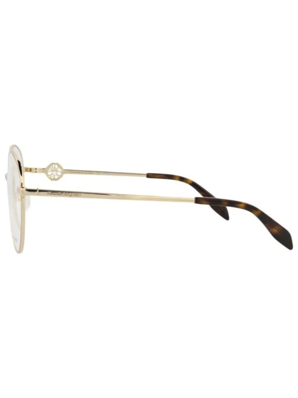 New Alexander McQueen Womens Round/Oval Gold Gold Transparent Fashion Designer E